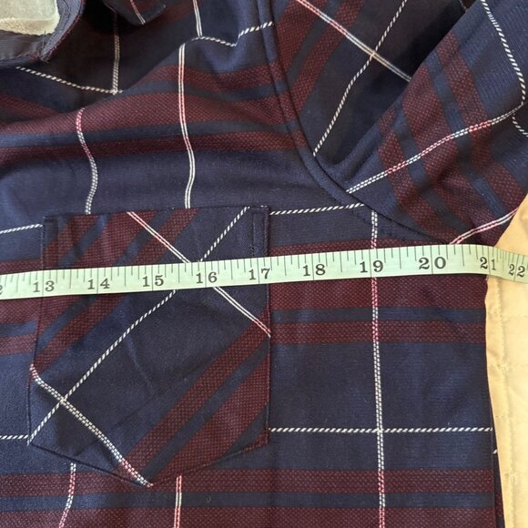 Mens Navy Blue Plaid Flannel Button Down Shirt Xl Soft Fleece Lined - Picture 7 of 8